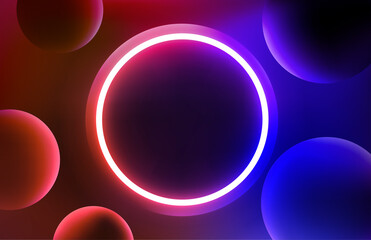 Poster - Abstract vector background with glowing neon circle. 3d vector