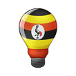 Light bulb in colors of national flag. Energy production, crisis concept. Uganda