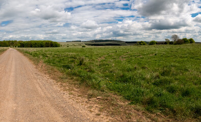 Wall Mural - A scenic panoramic view toward a tump, Sidbury Hill on Salisbury Plain