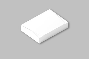 Wall Mural - Blank white paper packaging box mockup template isolated on a grey background. 3d rendering. 