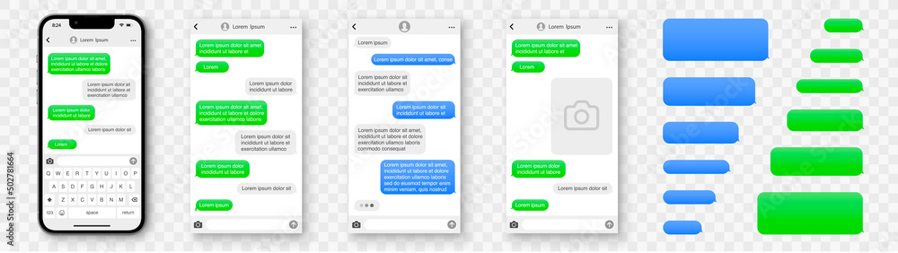 Message smartphone template. Message bubbles chat on smartphone icons ...