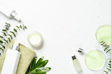Fototapete - Natural cosmetic, skincare product. Aromatherapy, spa product at white background.