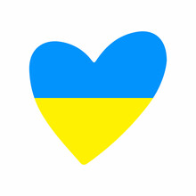 Pray For Ukraine Sign. Hand Drawn Heart Icon With Colors Of Ukrainian Flag Isolated On White Background. Crisis In Ukraine. Stop War In Ukraine And Stay Strong Ukrainian. Ukraine Flag Heart Concept.