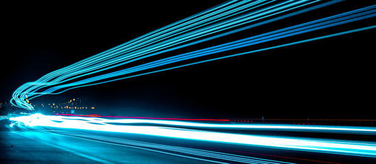 lights of cars with night. long exposure