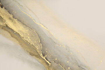 art abstract smoke watercolor painting blots horizontal background. alcohol ink beige and gold glitt