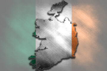 Wall Mural - The border of Ireland in the national colors on a retro background