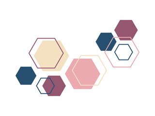 Geometric decorative element from hexagons. Vector illustration for trendy stylish modern design and decor, for creative collage. Geometric minimalistic hexagons element.