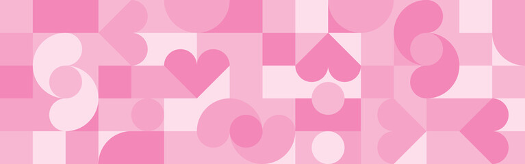 Wall Mural - seamless pink background for mother's day card template. trendy geometric shapes with circles, squar