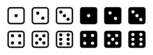 Dice Game With White And Black Cubes Vector Illustration.