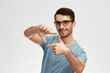 © SHOTPRIME STUDIO - portrait man hand gesture t-shirt glasses lifestyle cropped view