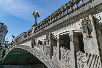 Wall Mural - Dragon statues on Ljubljanas Dragon bridge on a bright sunny day, Ljubljana, Slovenia( Zmajski Most )