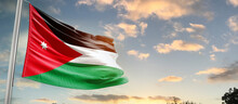 Jordan National Flag Cloth Fabric Waving On The Sky - Image