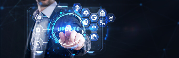 business, technology, internet and network concept. update software computer program upgrade.