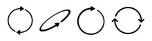 Circle Arrow Icon Set. Circular Rotation 360 Degree Symbols Isolated On White Background.