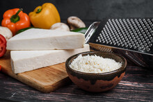 Mexican White Cotija Cheese With Fresh Ingredients In Mexico Latin America	