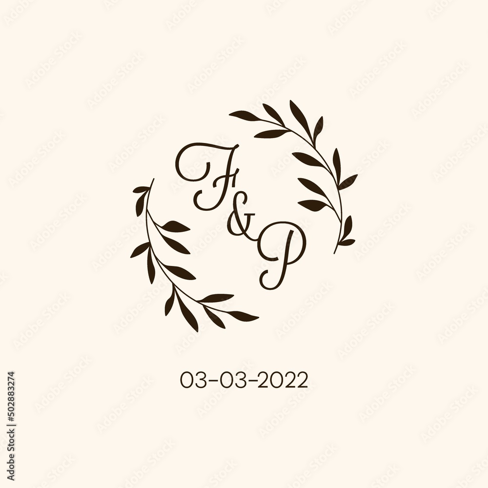 Monogram FP wedding logo natural elegant design Stock Vector | Adobe Stock