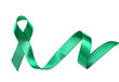 Green ribbon on white background. Liver cancer concept
