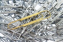 Golden Paperclip Amongst Silver Paperclips