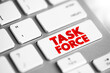 Task force - unit or formation established to work on a single defined task or activity, text button on keyboard