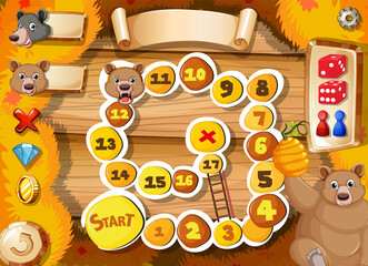 Wall Mural - game design with bears and number