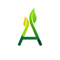 Sticker - plant logo with letter A concept