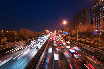 light trail of city traffic