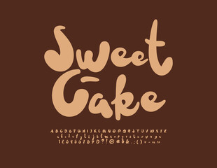 Poster - Vector bright logo Sweet Cake. Playful Handwritten Font. Artistic Alphabet Letters, Numbers and Symbols set. 