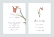 Minimalist floral wedding invitation card template design, Amaryllis
 flowers and leaves on white