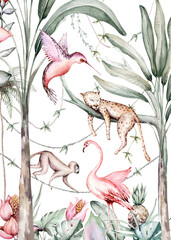Plakat pantera roślina natura