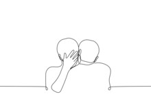 Man Is Crying And Another Is Hugging And Comforting Him - One Line Drawing Vector. Concept Of Comfort, Empathy, Emotional Support, Friendship, Comfort