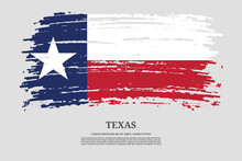 Texas Flag With Brush Stroke Effect And Information Text Poster, Vector
