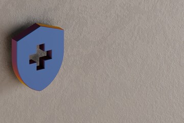 Poster - Beautiful abstract illustrations Blue Health And Safety symbol icons on a wall background. 3d rendering illustration. Background pattern for design.