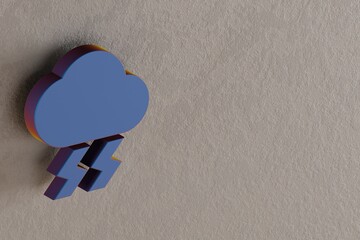 Poster - Beautiful abstract illustrations Blue Thunderstorm symbol icons on a wall background. 3d rendering illustration. Background pattern for design.