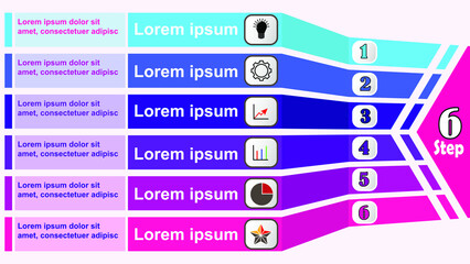 Vector illustration Infographic design template with icons and 6 options or steps. Can be used for process, presentations, layout, banner, info graph.