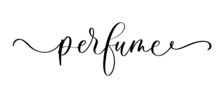 Perfume Calligraphy Text Logo With Smooth Line.