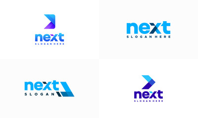 Wall Mural - set of modern next logo designs concept vector, arrow logo designs concept