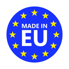 Wall Mural - made in eu. european union logo. vector illustration. eu flag icon with stars.