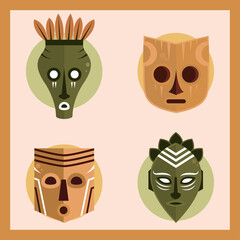 Wall Mural - set of african mask