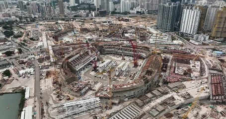 Wall Mural - Kai Tak, Hong Kong  Top view of construction site