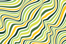 Elegant Green And Olive Wavy Stripes Vector Background. Trendy Abstract Ripple Wave Texture. Smooth Flowing Lines Pattern Design Illustration