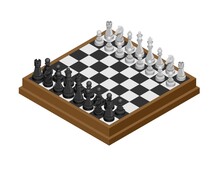 Chess Board Table Game In Isometric Illustration Vector