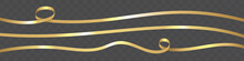 Gold Ribbons Set. Gold Ribbon On A Dark Brown Background. Vector Illustration.	
