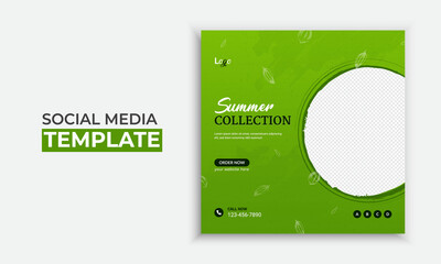 Summer sale collection social media post and web banner template layout