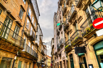 Sticker - Traditional architecture of Santiago de Compostela. UNESCO world heritage in Galicia, Spain