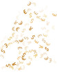 © SunwArt - Euro dollar pound yen gold icons flying currency vector background. Deposit concept. Currency