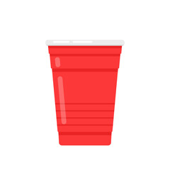 Red beer cup vector. Red plastic cup isolated on white background.
