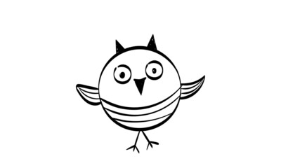 Sticker - Cute Owl line Art for greeting card and invitation or use as T Shirt design or Tattoo Design 