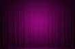 Theater purple curtain with spot lighting. Dark red blurred abstract background, purple curtain effect.