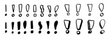 Hand Drawing Exclamation Mark Pack In Several Styles.