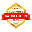 © Vikivector - 100 percent guarantee sign customer satisfaction golden heraldic badge with red ribbon vector